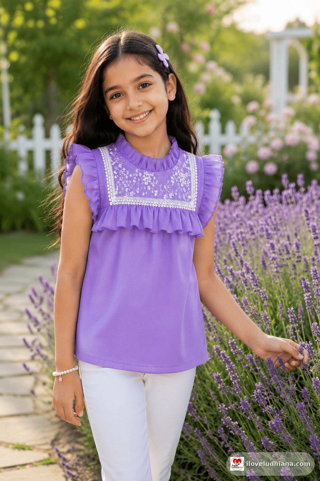 Mamathink Girls tops ruffle design lavender 3-12 yrs