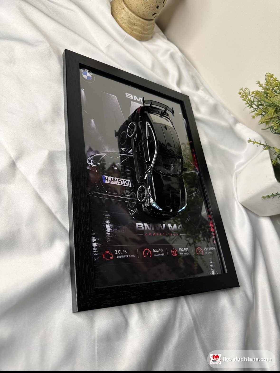 Bmw m4 compitition frame with real Di cast car, A1 quality genuine product, genuine rate