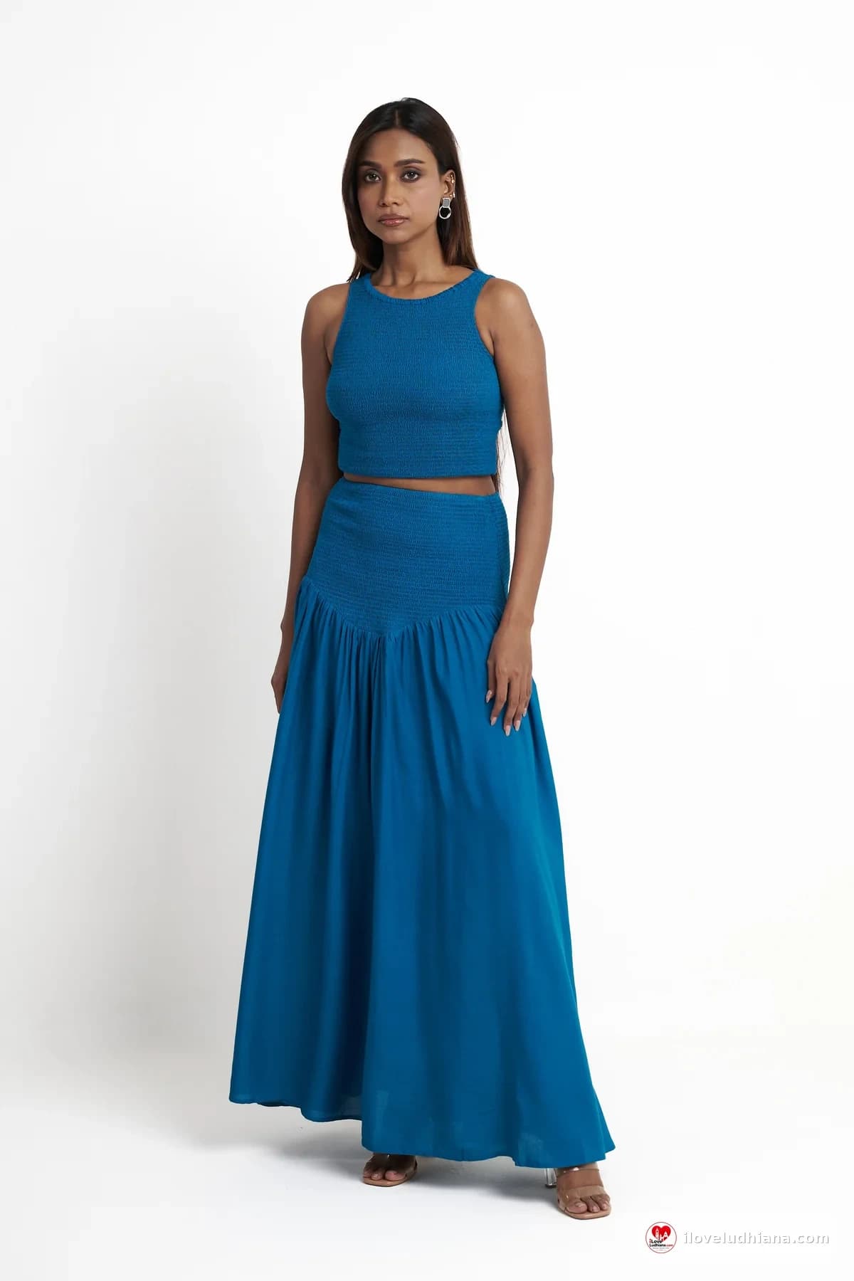 Smocked Crop Top & Maxi Skirt Co-ord Set